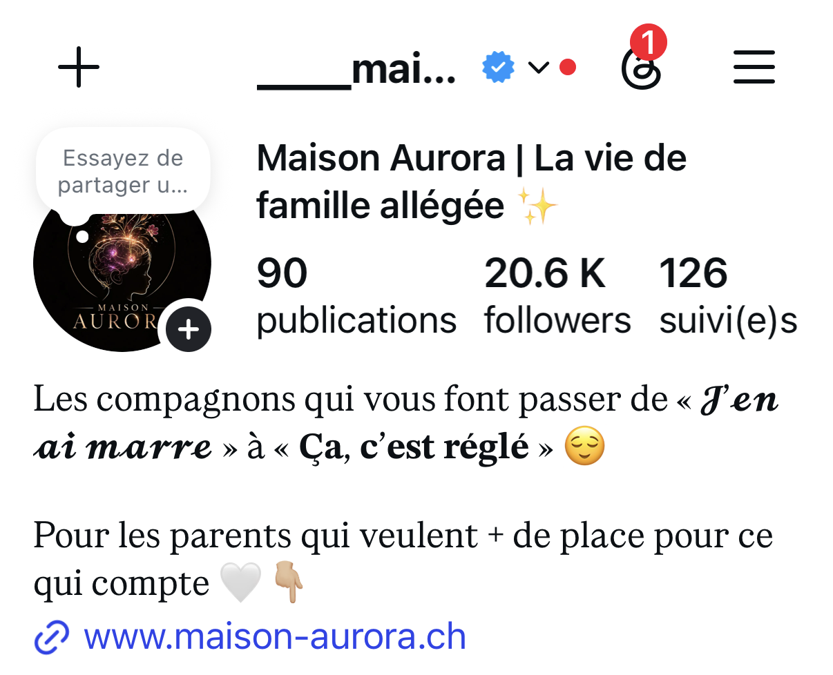 Capture actuelle du compte Instagram Palm Family