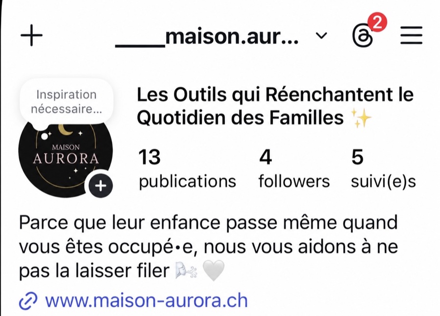 Capture du compte Maison Aurora sur Instagram : 4 abonnés avant la méthode